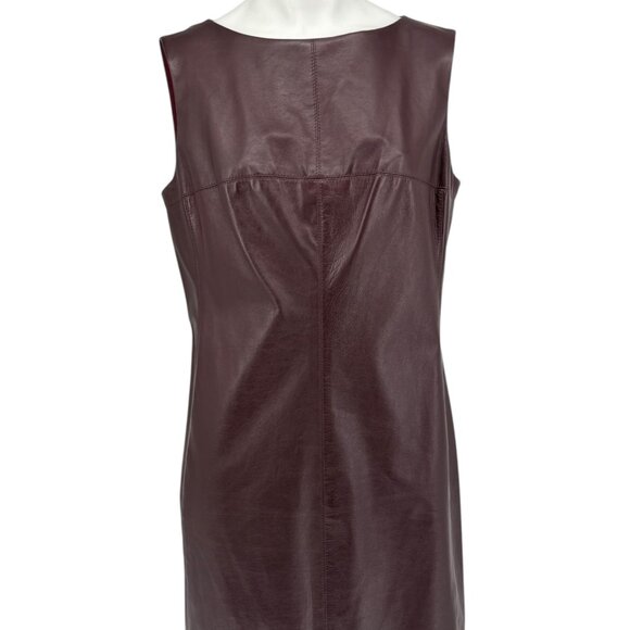 Pamella Roland Burgundy Leather Shift Dress – Excellent Pre-Owned Condition - Picture 1 of 12